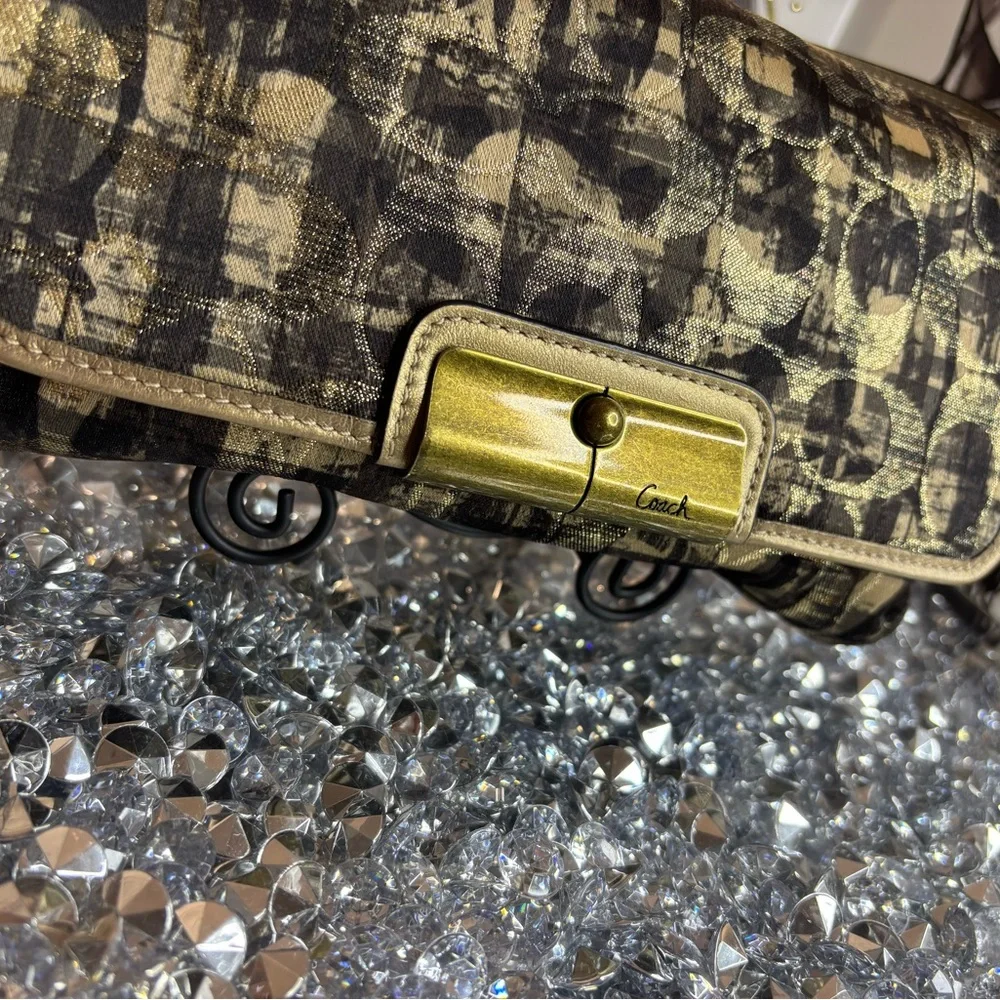 Coach Kristin Op Art pattern in a metallic gold EUC - Picture 3 of 14
